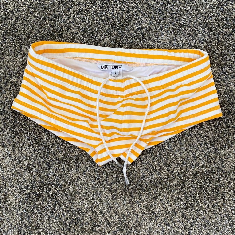 Mr. Turk Yellow Striped Swim Brief size Small
